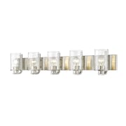 Z-Lite Beckett 5 Light Vanity, Brushed Nickel And Clear Seedy 492-5V-BN